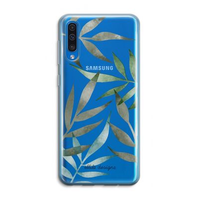 Tropical watercolor leaves: Samsung Galaxy A50 Transparant Hoesje