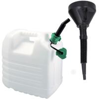 EDA Brandstof jerrycan - wit - kunststof - 20 liters - incl. vul trechter - 39 cm - Benzine - Diesel