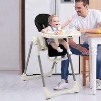 Opvouwbare Kinderstoel met Ligfunctie Converteerbare Kinderstoel met Speelgoedbeugel 7 Hoogtes Dubbel Blad Veiligheidsgordel