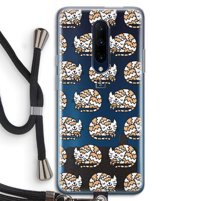 Slapende poes: OnePlus 7 Pro Transparant Hoesje met koord