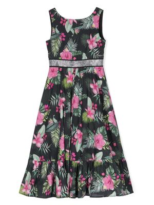Monnalisa robe strassée à fleurs - Noir
