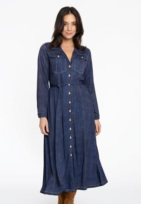 Yoek Lange jurk DENIM | Blauw | Maat 58/60