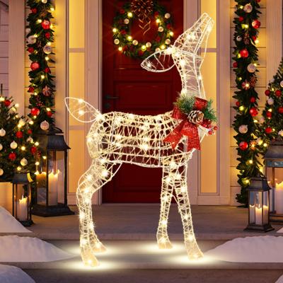 Verlichte Kerst Rendier Kleine Tuindecoratie met 50 LED-Lampen en 4 Grondankers