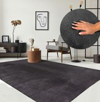 Karpet24 Loft modern pluizig laagpolig tapijt, antislip onderkant, wasbaar tot 30 graden, heerlijk zacht, bontlook, antraciet-240 x 340 cm - thumbnail