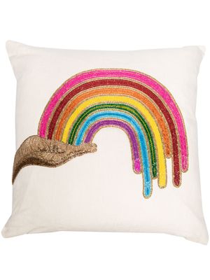 Jonathan Adler coussin Rainbow Hand à perles - Tons neutres