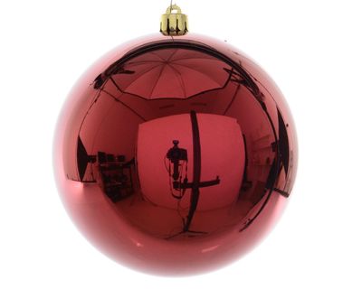 Kerstbal plastic glans/200mm/ossenbloed - Ksd