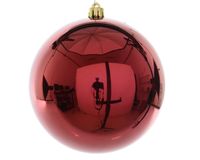 Kerstbal plastic glans/200mm/ossenbloed - Ksd