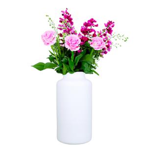 Bloemenvaas Milan - mat wit glas - D15 x H30 cm - melkbus vaas met smalle hals   -