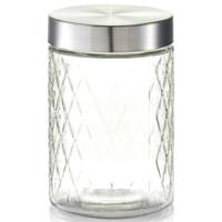 Zeller Voorraadpot - glas - 1x - bewaarpot - 1200 ml - geruit - 11 x 17 cm
