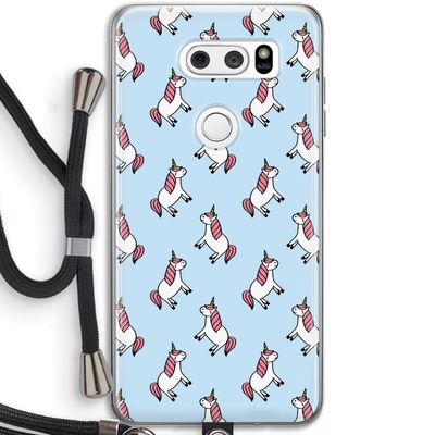 Eenhoorns overal: LG V30 Transparant Hoesje met koord