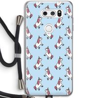 Eenhoorns overal: LG V30 Transparant Hoesje met koord