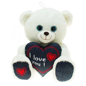 Pluche witte beer/beren knuffel i love you 25 cm speelgoed