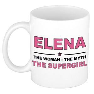 Naam cadeau mok/ beker Elena The woman, The myth the supergirl 300 ml   -