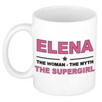 Naam cadeau mok/ beker Elena The woman, The myth the supergirl 300 ml   -