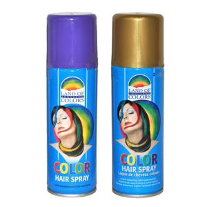 Set van 2x kleuren carnaval haarverf/haarspray van 111 ml - Paars en Goud