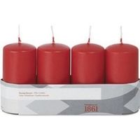 4x Kaarsen rood 5 x 10 cm 18 branduren sfeerkaarsen   - - thumbnail