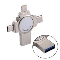 RQW-11S 4 in 1 USB 2.0 & 8 Pin & Micro USB & USB-C / Type-C 64GB Flash Drive voor iPhone & iPad & iPod & meeste Android Smartphones & PC Computer