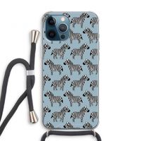 Zebra: iPhone 12 Pro Transparant Hoesje met koord