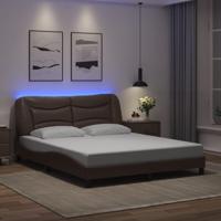 Bedframe met LED-verlichting kunstleer bruin 160x200 cm