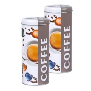 Koffie cups voorraadbus/bewaarblik - 2x - metaal - 18 x 8 cm - 1,2L