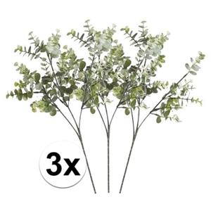 Kunstbloem/kunsttak Eucalyptus Cinera - 3x - 65 cm - losse steel - kunst zijdebloemen