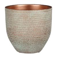 Mica Decorations Plantenpot - terracotta - koper|wit - D20|H18 cm