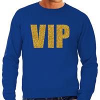 Verkleed glitter sweater voor heren - blauw - VIP - glitter goud - foute party
