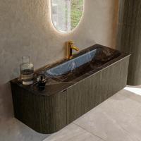 Badmeubel Mondiaz Kurve-Dlux | 125 cm cm | Meubelkleur Shadow | Wastafelkleur Lava | Solid surface | Wasbak rechter zijde spoelbak | 1 kraangat