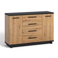 Meubella Dressoir Incala - Eiken - Zwart - 135 cm - thumbnail