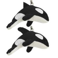 Pluche orka knuffel sleutelhanger - 2x - 6 cm - Speelgoed dieren sleutelhangers