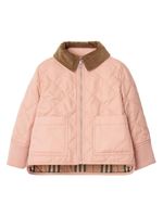 Burberry Kids veste matelassée à col en velours côtelé - Rose