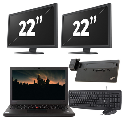 Lenovo ThinkPad X270 - Intel Core i5-6e Generatie - 12 inch - 8GB RAM - 256GB SSD - Windows 11 + 2x 22 inch Monitor