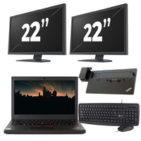 Lenovo ThinkPad X270 - Intel Core i5-7e Generatie - 12 inch - 8GB RAM - 240GB SSD - Windows 11 + 2x 22 inch Monitor