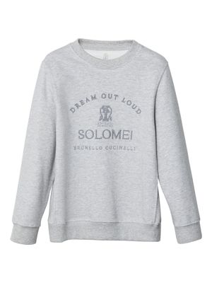 Brunello Cucinelli Kids sweat à broderies - Gris