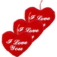 5x stuks pluche rood hart kussen I Love You 22 cm   -