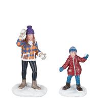 Snowball fight women and child 2 pieces l3,5xw3xh7 cm - Luville
