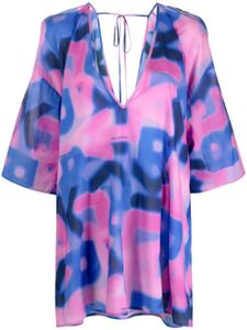 Karl Lagerfeld robe-caftan à imprimé abstrait - Bleu