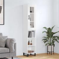 Hoge kast 34,5x34x180 cm bewerkt hout wit