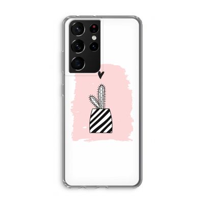 Zwart-wit cactus: Samsung Galaxy S21 Ultra Transparant Hoesje