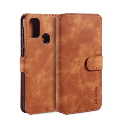 Voor Galaxy M30s DG. MING retro olie kant horizontale flip case met houder & kaartsleuven & portemonnee (bruin)