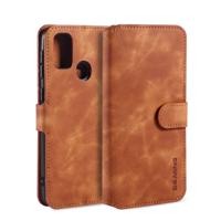 Voor Galaxy M30s DG. MING retro olie kant horizontale flip case met houder & kaartsleuven & portemonnee (bruin)