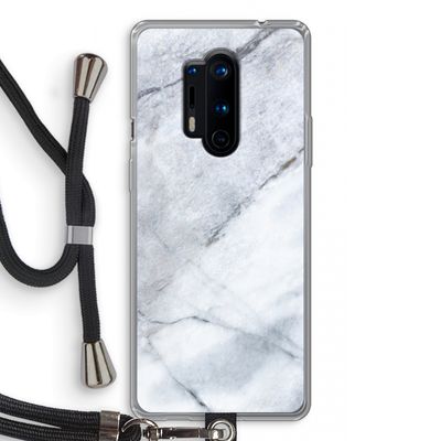 Witte marmer: OnePlus 8 Pro Transparant Hoesje met koord