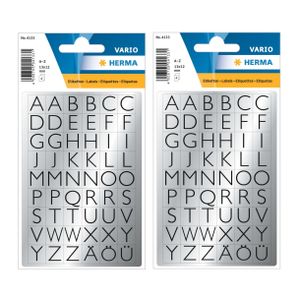 Stickervelletjes met 432x stuks alfabet plak letters zwart/zilver 13x12 mm