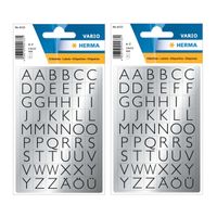 Stickervelletjes met 432x stuks alfabet plak letters zwart/zilver 13x12 mm - thumbnail