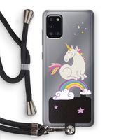 Regenboog eenhoorn: Samsung Galaxy A31 Transparant Hoesje met koord