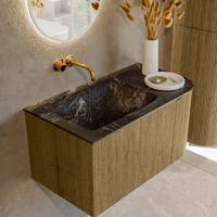 Badmeubel Mondiaz Kurve-Dlux | 85 cm cm | Meubelkleur Dusk | Wastafelkleur Lava | Solid surface | Wasbak links zijde spoelbak | Zonder kraangat(en)