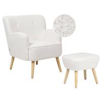 Beliani - TUMBA - Fauteuil - Wit - Boucle - thumbnail