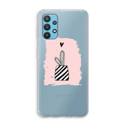 Zwart-wit cactus: Samsung Galaxy A32 4G Transparant Hoesje
