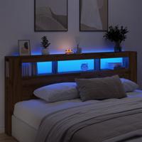 Hoofdeinde met LED 220x18,5x103,5 cm hout artisanaal eikenkleur