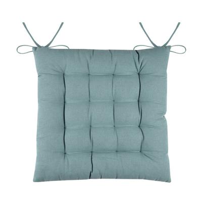 Stof Textile stoelkussens DUO - jade groen - 38 x 38 x 3.5 cm - touwtjes sluiting